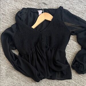 Joe Fresh Black Smocked Blouse